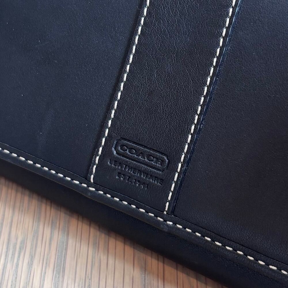 VTG 90s Y2K Coach Black Leather Continental Wallet Bifold